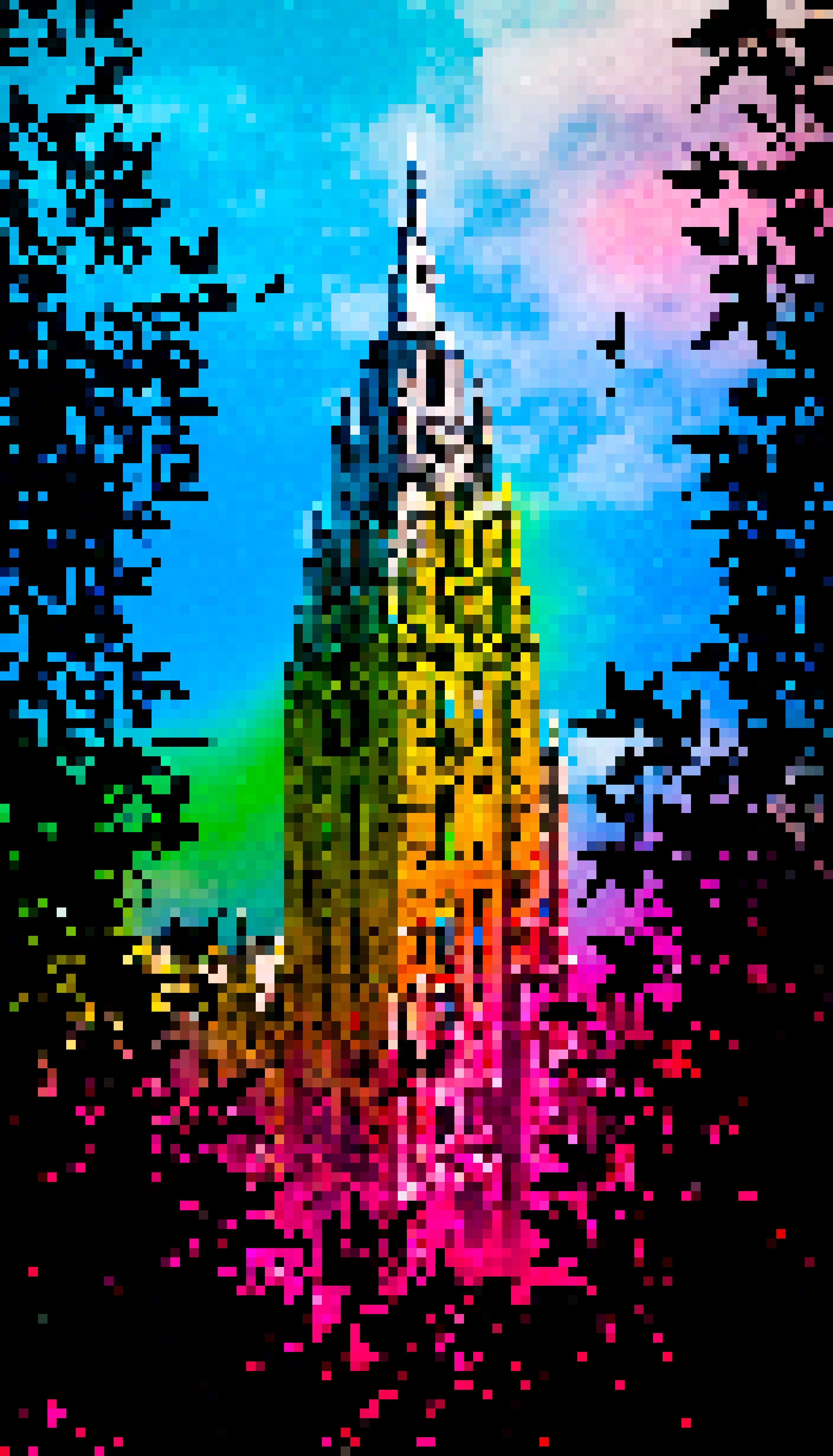 Sunset Sonata Square & Twilight Terrazzo Triangle - #480 - MV8PIXELS